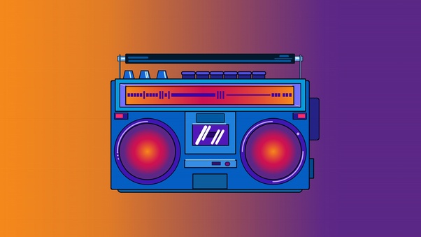 Synthwave Portable Music Stereo Wallpaper