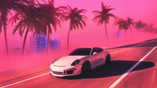Synthwave Velocity Porsche Edition Wallpaper