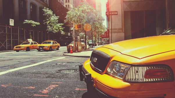 Taxi Cab New York City Street Vehicles Wallpaper