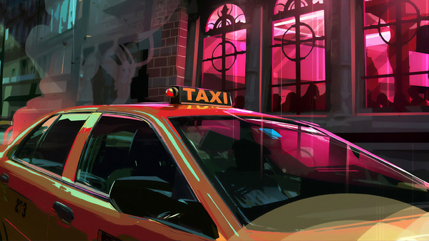 Taxi Digital Art 4k Wallpaper