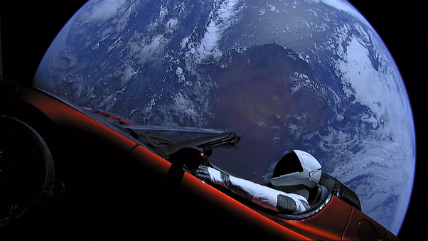 Tesla Roadster In Space With Space Suit Man Wallpaper