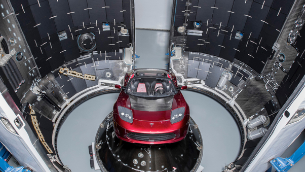 Tesla Roadster Into Falcon Heavy Wallpaper