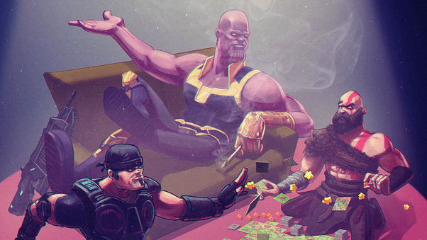 Thanos Kratos 4k Wallpaper