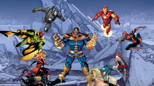 Thanos Vs Superheroes Wallpaper