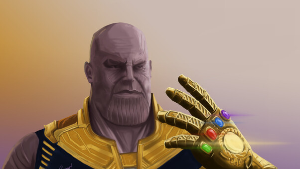 Thanos With Gauntlet Artwork Wallpaper