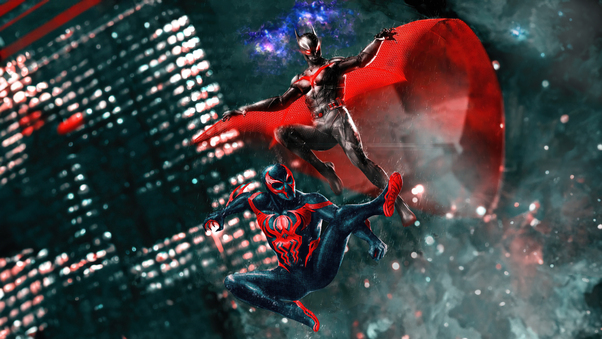The Alliance Of Batman And Spider Man 2099 Wallpaper