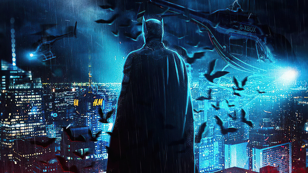 The Batman Over Gotham City 4k Wallpaper
