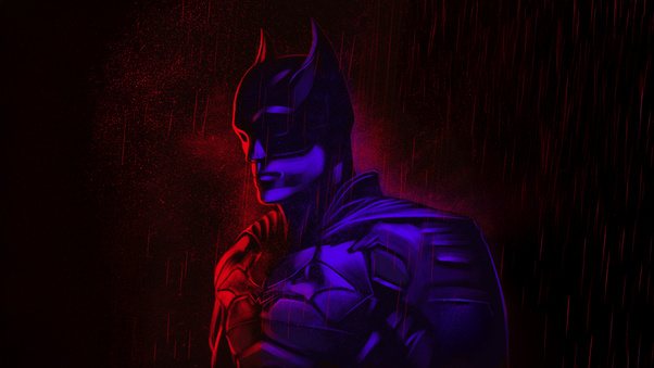 The Batman Red Hued Gotham Vigilante Wallpaper