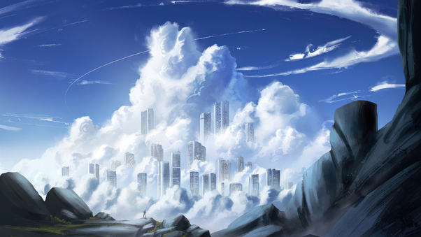 The City In Clouds Wallpaper
