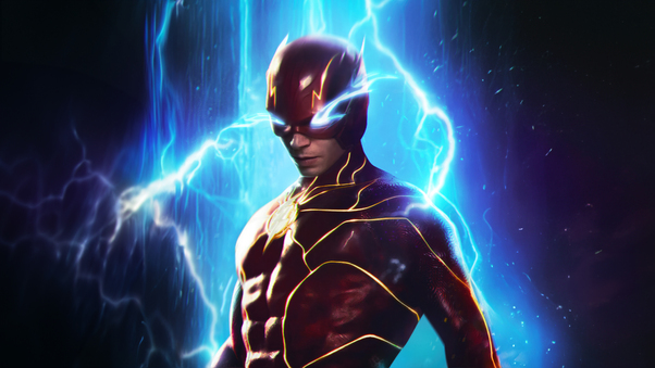 The Flash Unleashing The Power With Glowing Blue Eyes Wallpaper