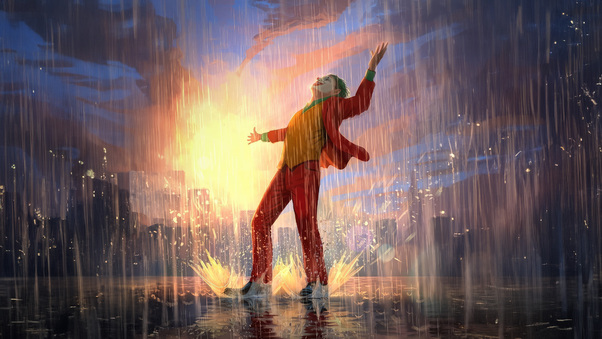 The Joker Menacing Rain Wallpaper
