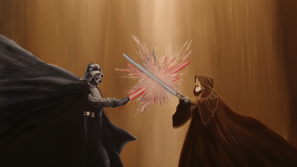 The Last Battle Darth Vader Obi Wan Star Wars Wallpaper