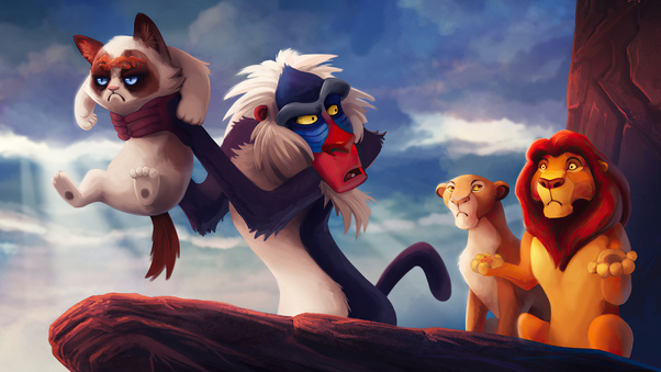 The Lion King Grumpy Cat Funny Wallpaper