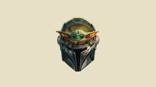 The Mandalorian Yoda Helmet 4k Wallpaper