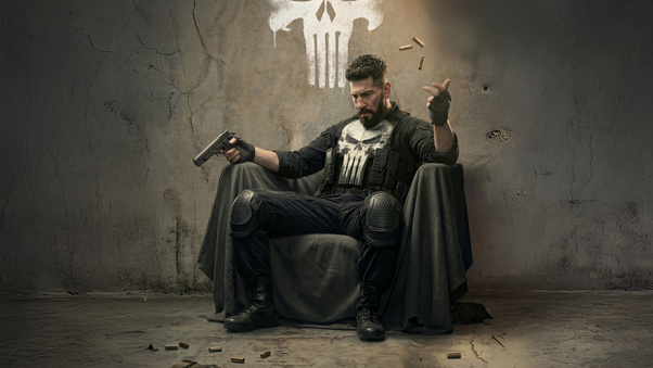 The Punisher Darkness Didnot Scare Him (1336x768) Resolution Wallpaper