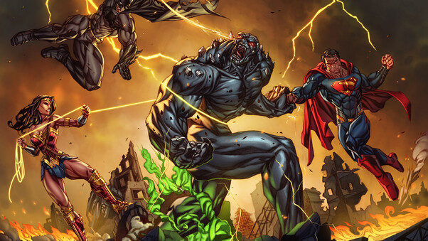 The Trinity Defeating Doomsday Wallpaper