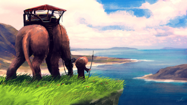 The Wanderer And His Giant (2560x1700) Resolution Wallpaper