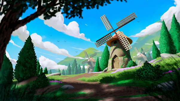 The Windmill Valley (1280x720) Resolution Wallpaper