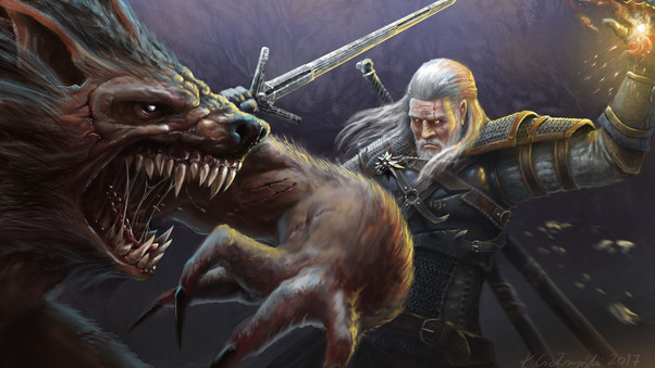 The Witcher Killing Monster 5k Artwork Wallpaper