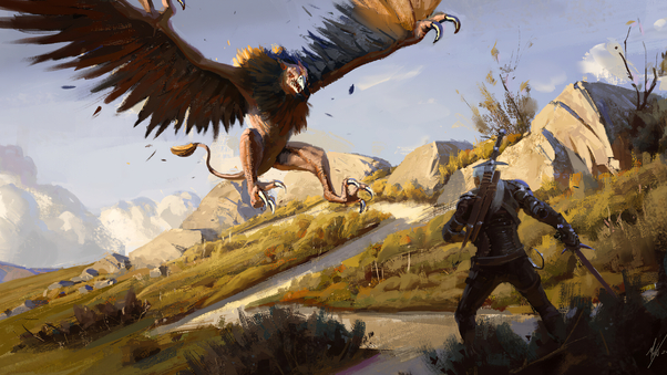 The Witcher Vs Eagle Wallpaper