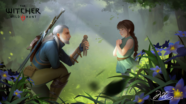 The Witcher With Kid Wallpaper