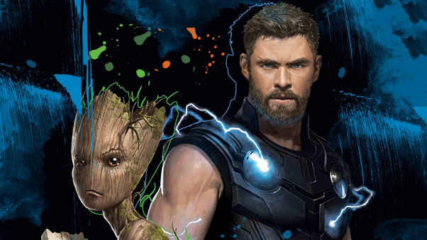 Thor And Groot 4k Wallpaper