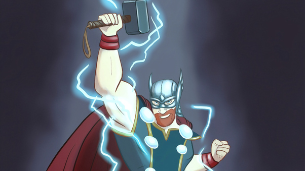 Thor Cartoony Art Wallpaper