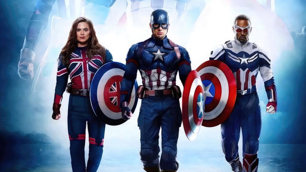 Three Versatile Captain America Heroism Wallpaper