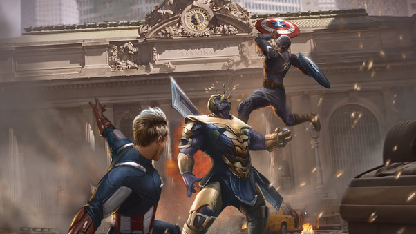 Time Travel Captain Americas Vs Thanos Wallpaper