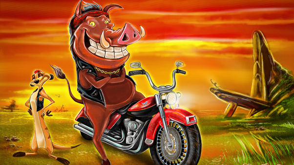 Timon And Pumbaa Bike Rider, HD Artist, 4k Wallpapers ...