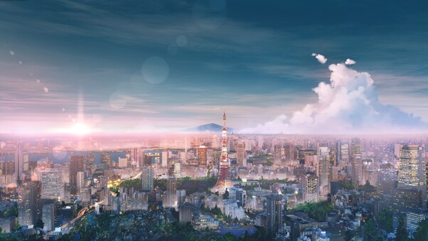 Tokyo Cityscape Anime 4k Wallpaper