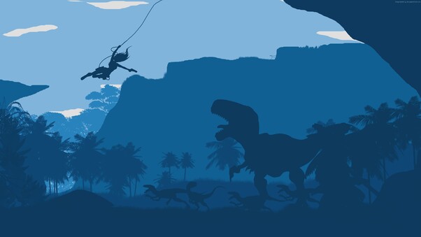 Tomb Raider Dinosaur Minimalism 4k Wallpaper