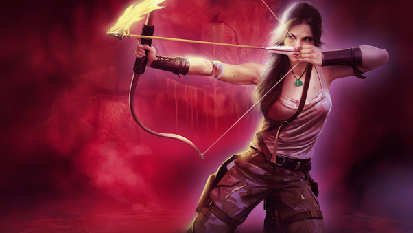 Tomb Raider Lara Croft Girl With Bow And Arrow Wallpaper