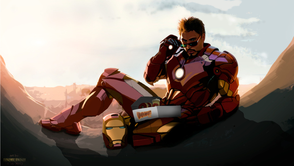 Tony Stark Loves Donuts Wallpaper