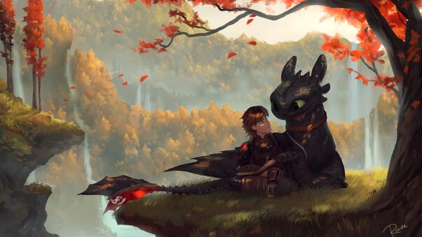 Toothless And Hiccup Fanart Wallpaper