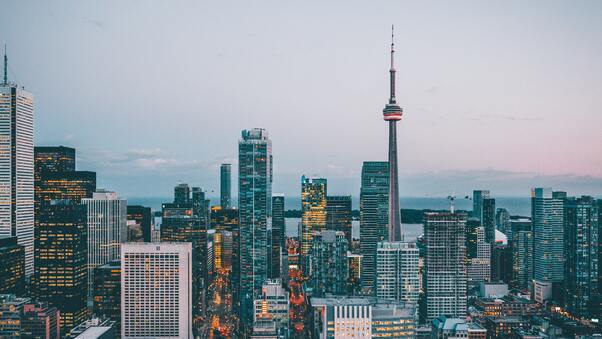Toronto Citylights Tallest Skyscraper Dusk Evening Canada Wallpaper