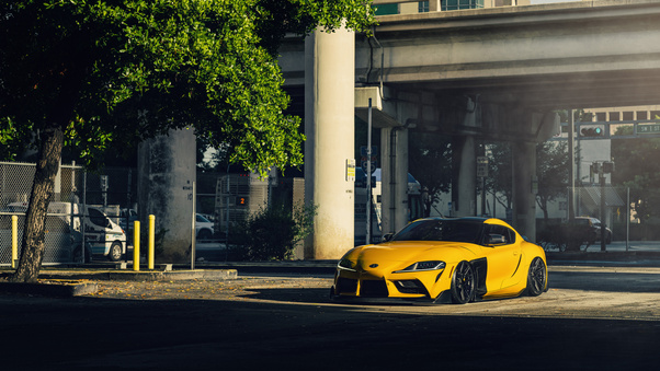 Toyota Supra DT Yellow Vossen Bagged Wallpaper,HD Cars Wallpapers,4k ...