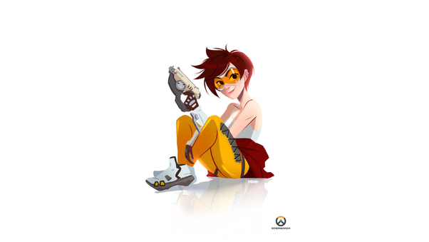 Tracer Overwatch Cartton Drawing Wallpaper