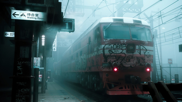 Train Smog Grafitti Wallpaper
