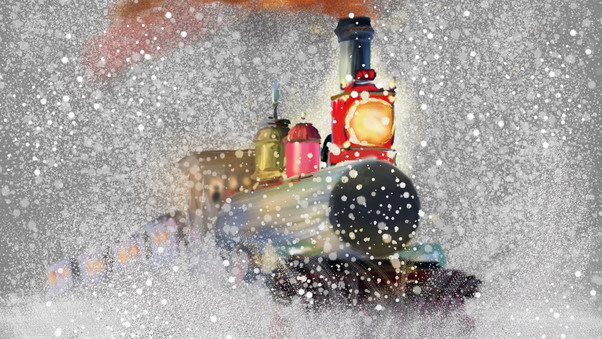 Train Snow Snowflakes Artwork 8k Wallpaper