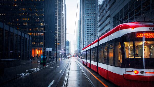 Tram In Downtown Toronto Wallpaper