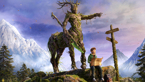 Tree Horse And Boy Sitting On Rock With Map Wallpaper