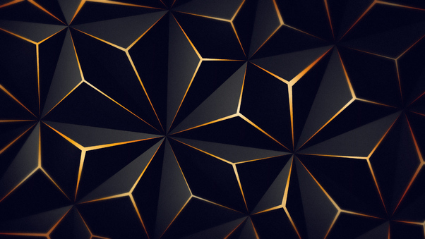 Triangle Solid Black Gold 4k Wallpaper