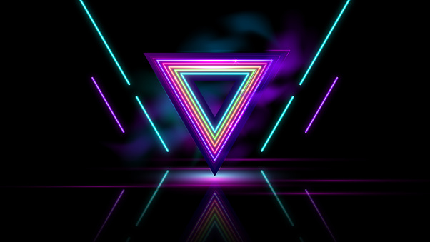 Triangles Neon Colors 8k Wallpaper