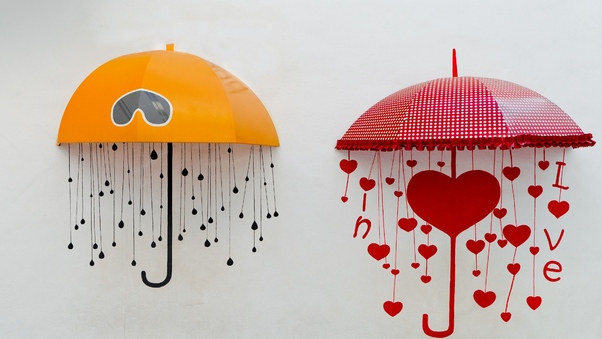 Umbrellas Drawing Heart Wallpaper