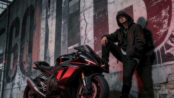Urban Rebel Sportbike Anime Boy (3000x2000) Resolution Wallpaper
