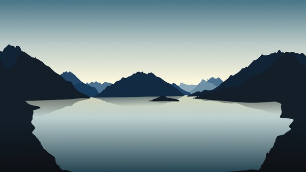 Vector Landscape Reflection Mountains 4k Wallpaper