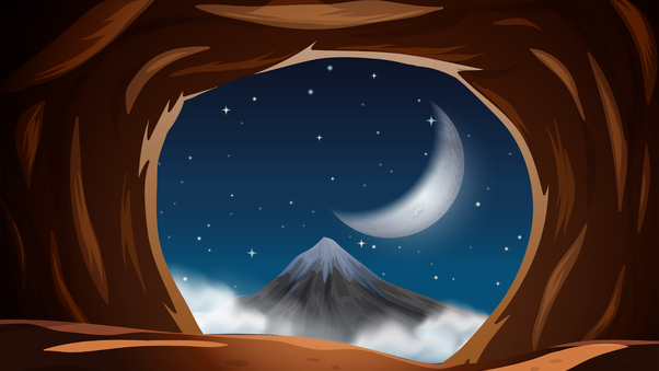 Vector Night View From The Cave Wallpaper