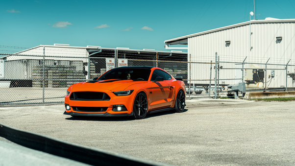Velgen Wheels Orange Mustang 8k Wallpaper