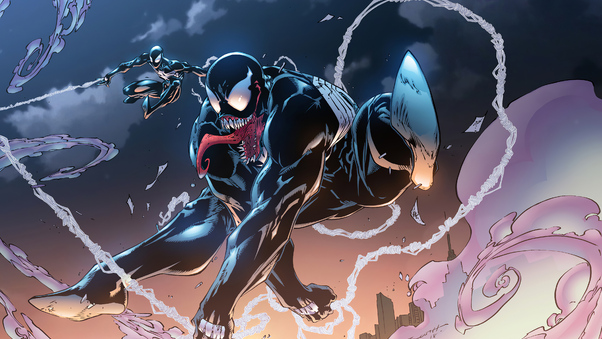 Venom And Black Spider Man Wallpaper